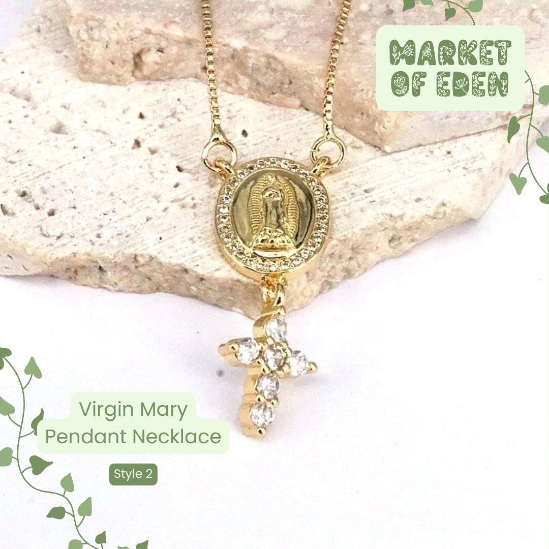 Virgin Mary Double Pendant Necklace