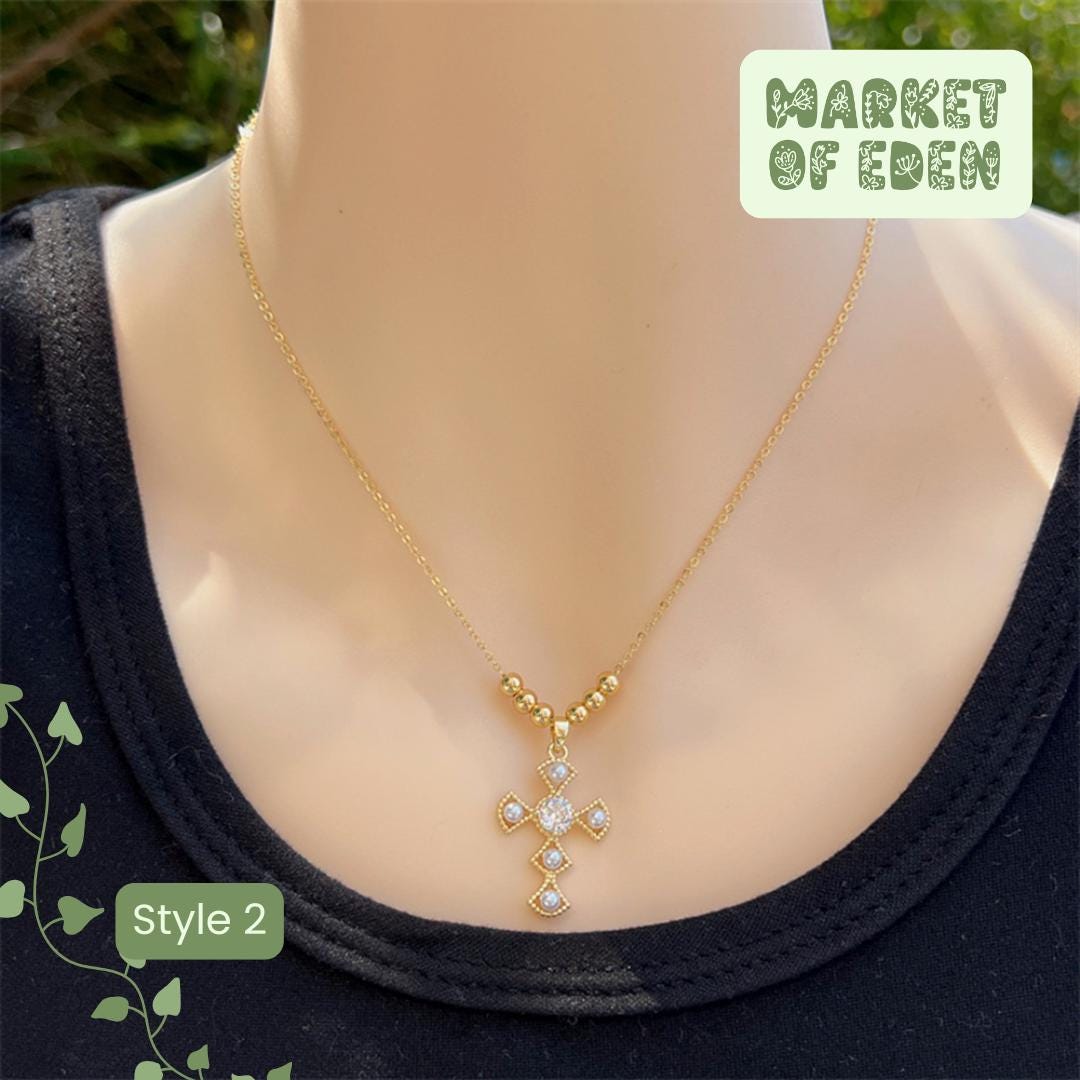Pearl Cross Pendant Necklace