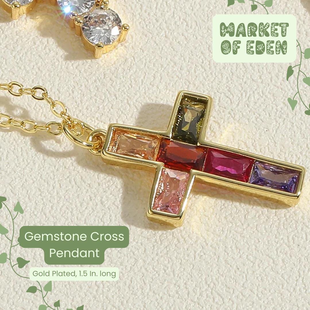 Gemstone Cross Necklace