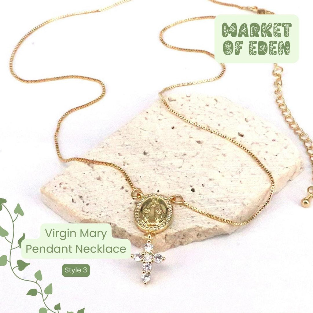 Virgin Mary Double Pendant Necklace