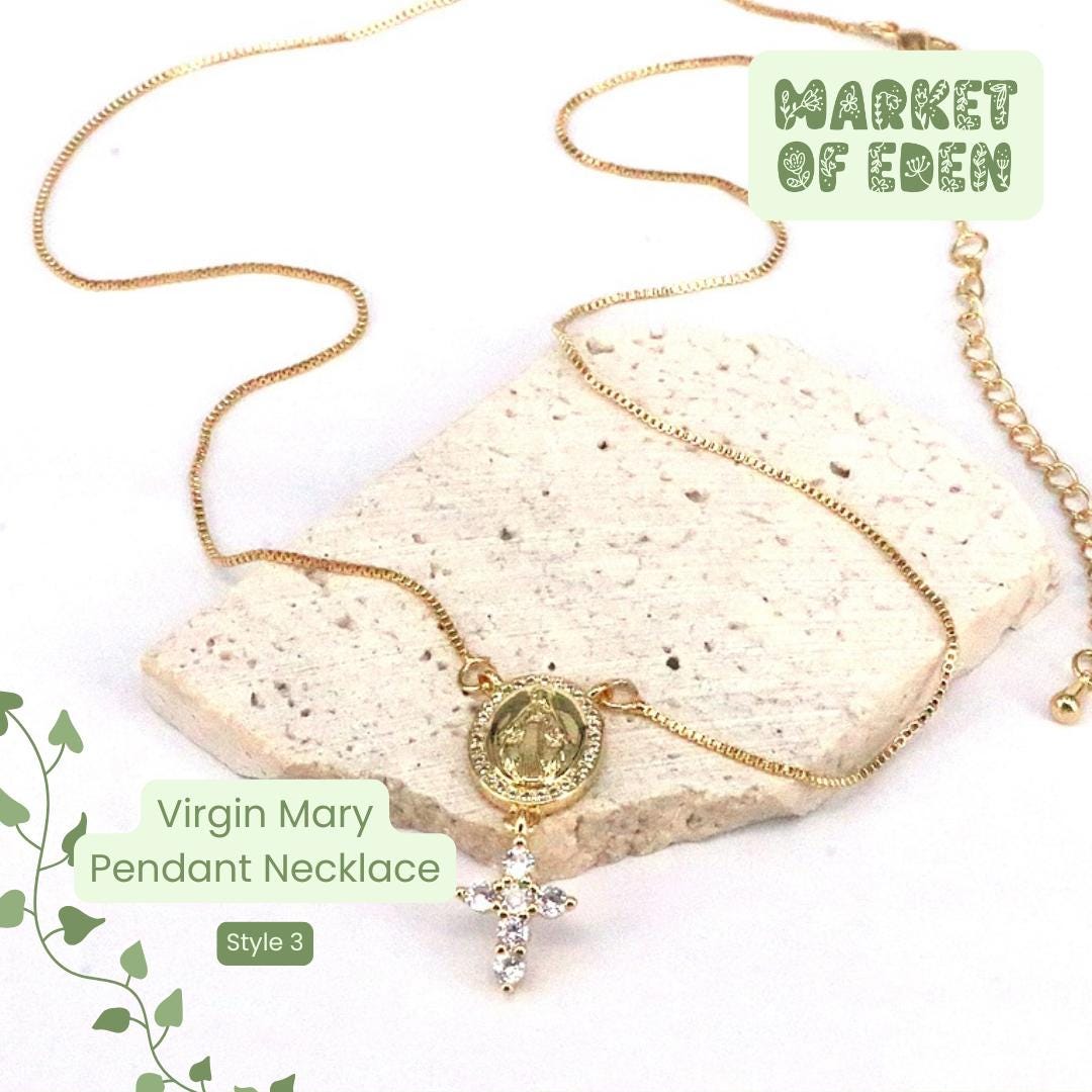 Virgin Mary Double Pendant Necklace