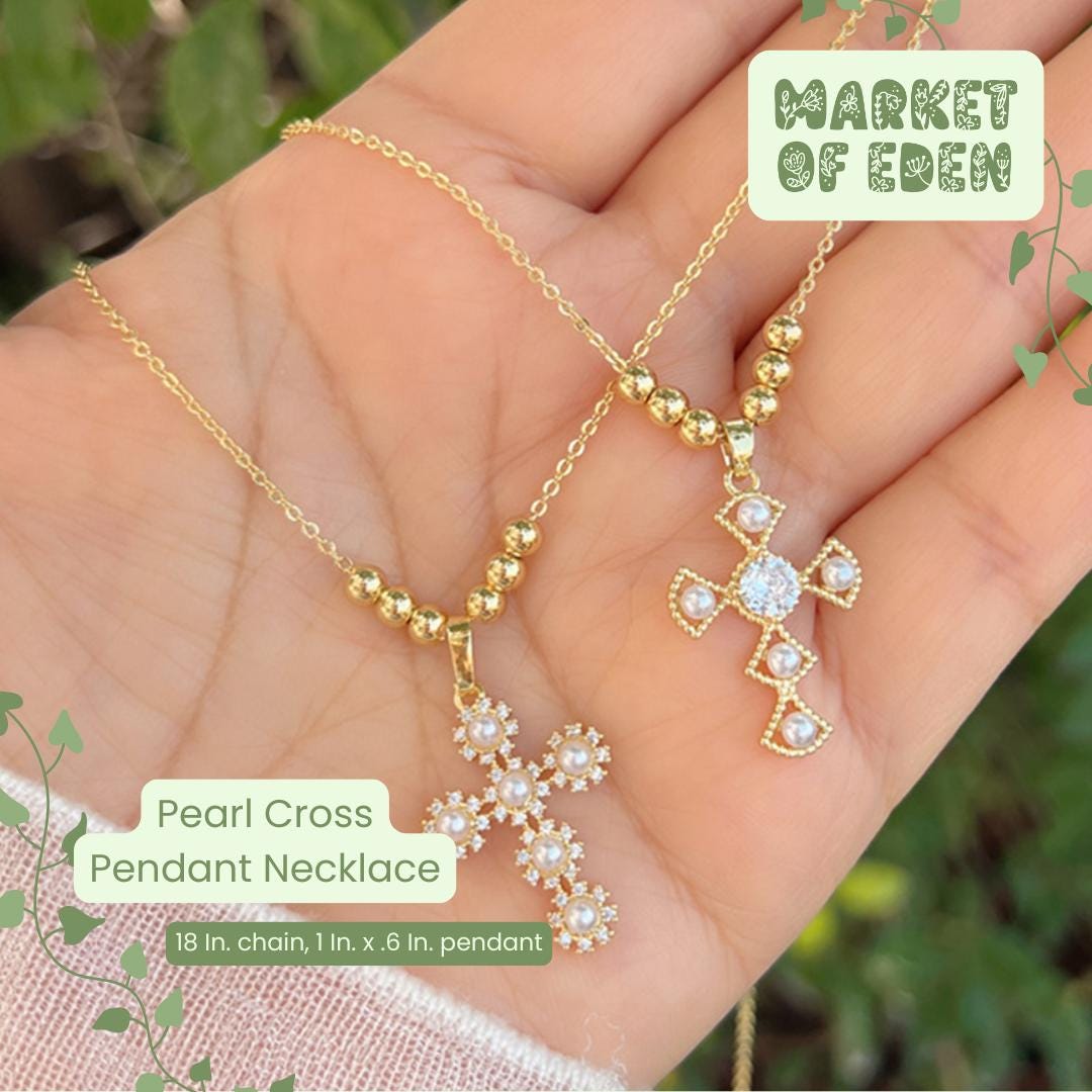 Pearl Cross Pendant Necklace